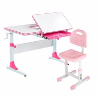 Комплект растущая парта Anatomica Study-100 + со стулом Anatomica Lux-02 белый/розовый/розовый